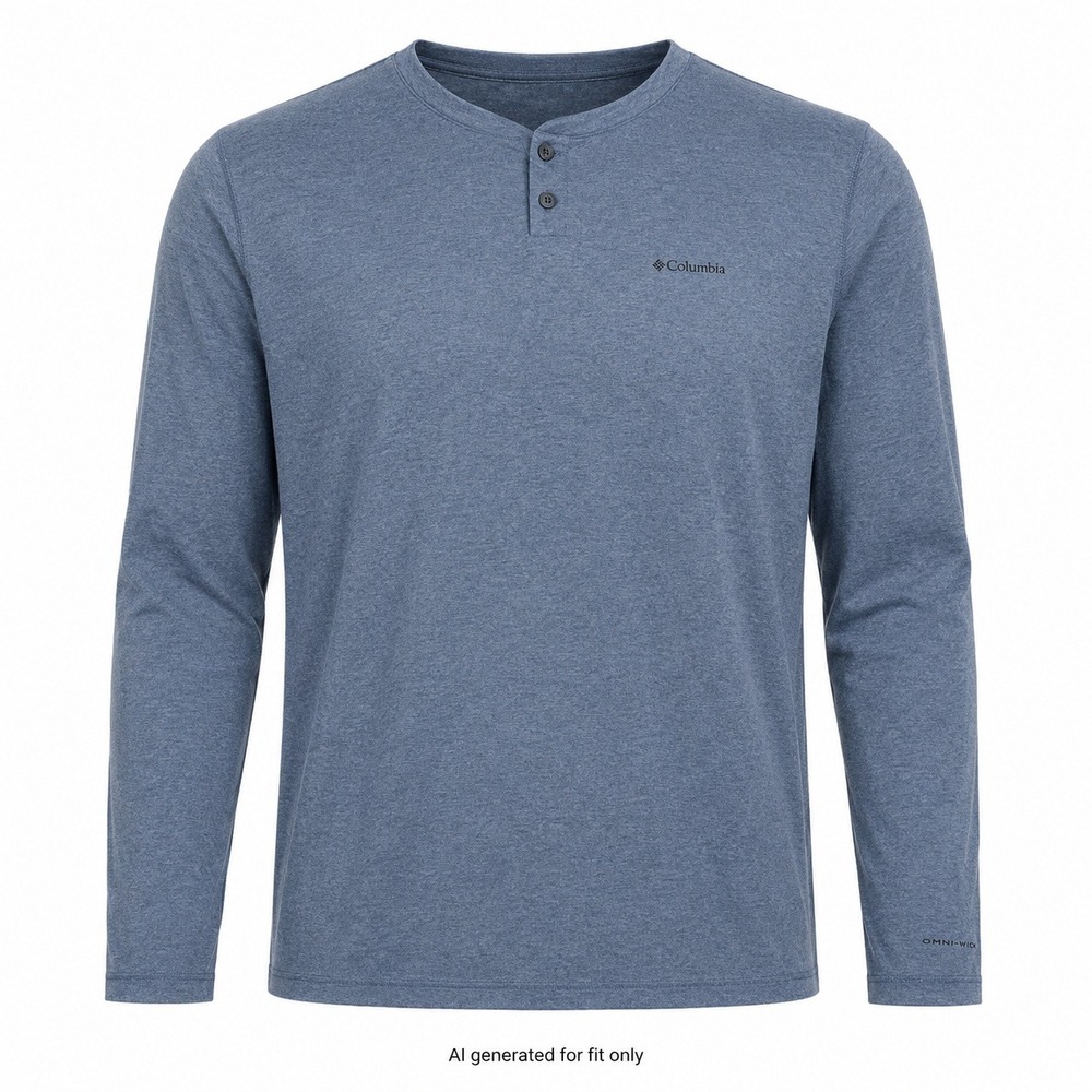 Columbia Omni-Wick Henley Long Sleeve Shirt Men XL Blue